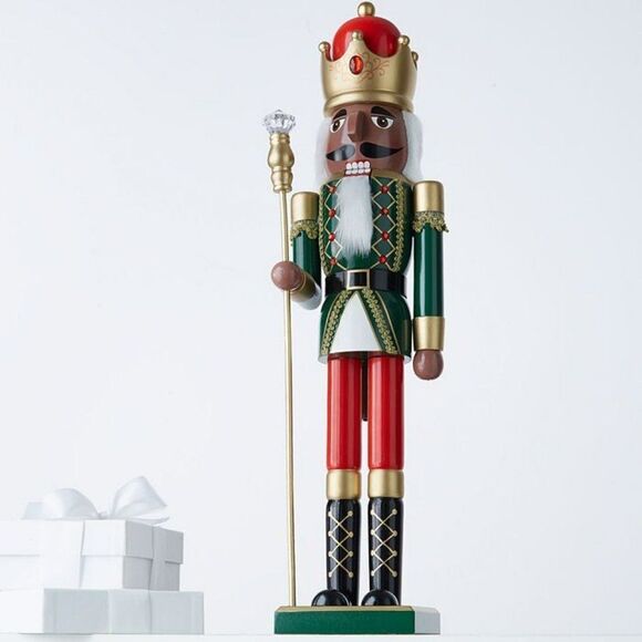 HOLIDAY LANE Christmas Cheer African American Red & Green Nutcracker King w/ Sta - Picture 1 of 1